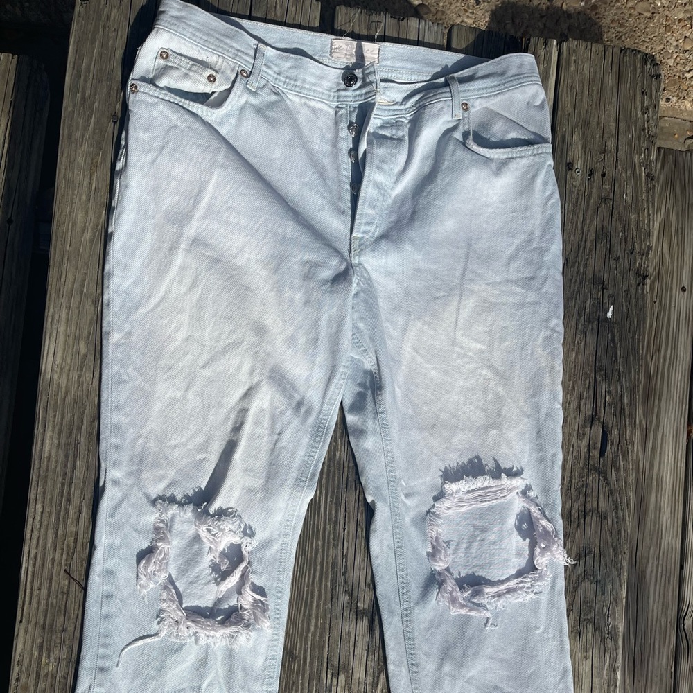 Free people distressed ankle length pants